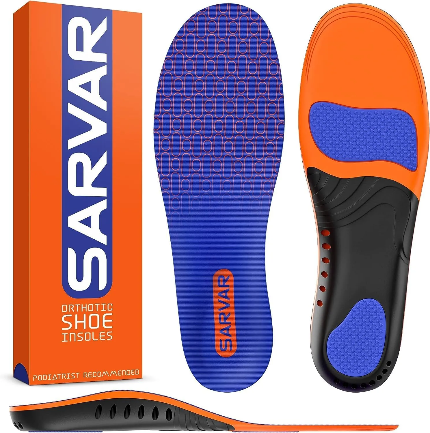 220  lbs Heavy Duty Support Plantar Fasciitis Insoles Arch Support Orthotic Inserts Insoles for Big & Tall Men Women, Work Boot Shoe Insole (Indigo, M)