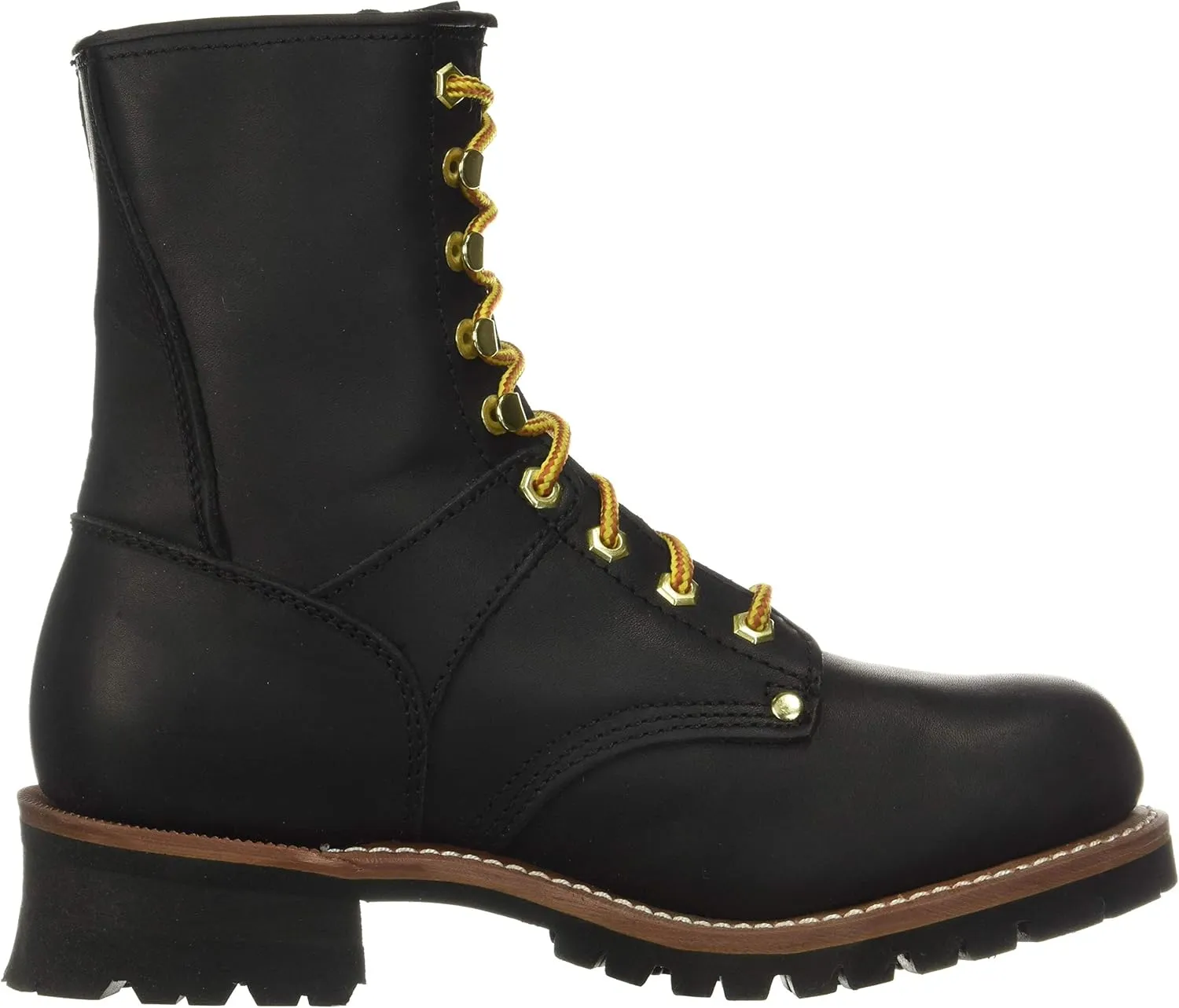 Ad Tec 9in Logger Crazy Horse Leather Work Boots for Men - Plain Soft Toe & Shock Absorbing Non Slip Rubber Lug Sole
