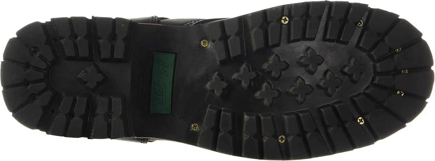 Ad Tec 9in Logger Crazy Horse Leather Work Boots for Men - Plain Soft Toe & Shock Absorbing Non Slip Rubber Lug Sole