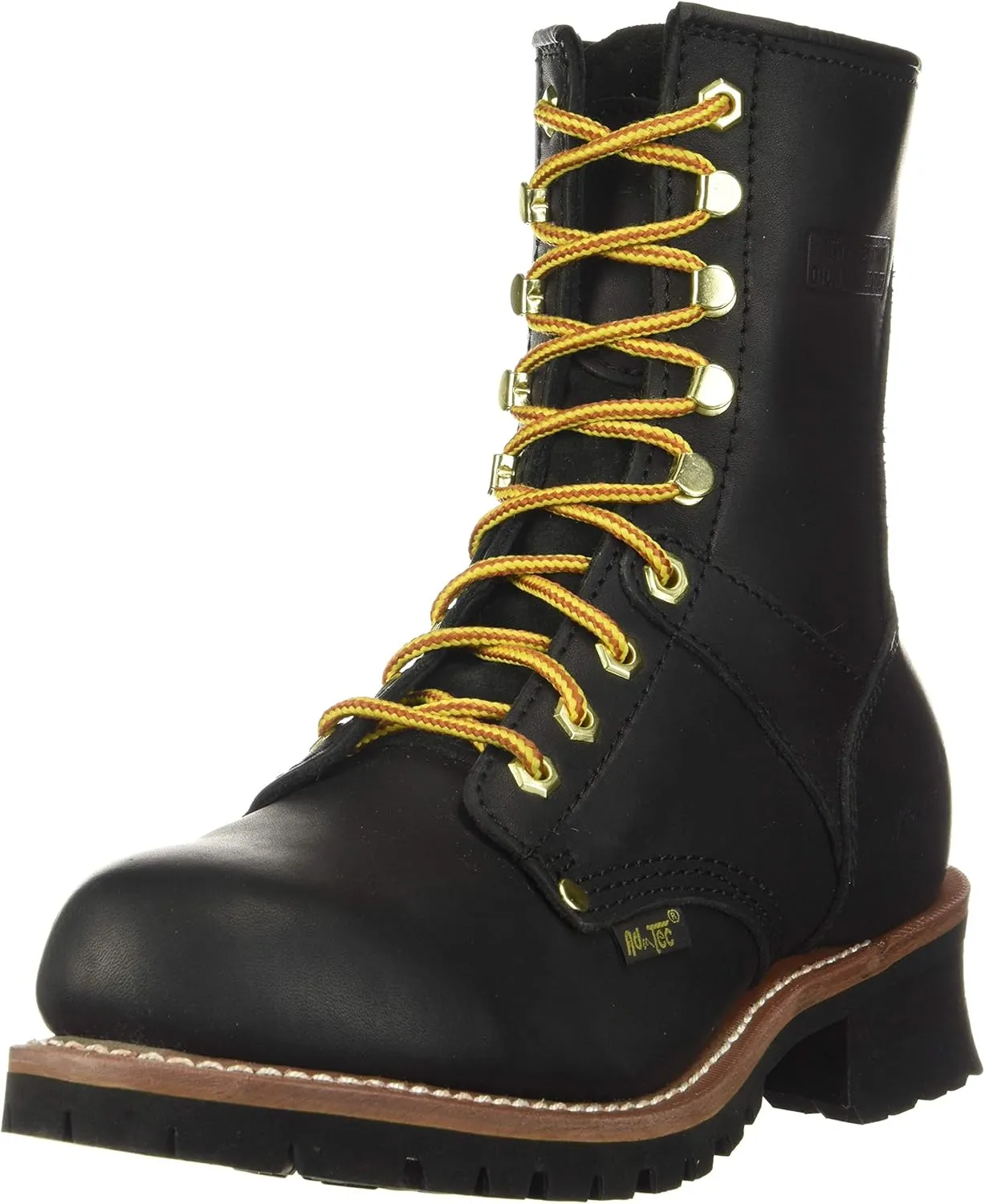 Ad Tec 9in Logger Crazy Horse Leather Work Boots for Men - Plain Soft Toe & Shock Absorbing Non Slip Rubber Lug Sole