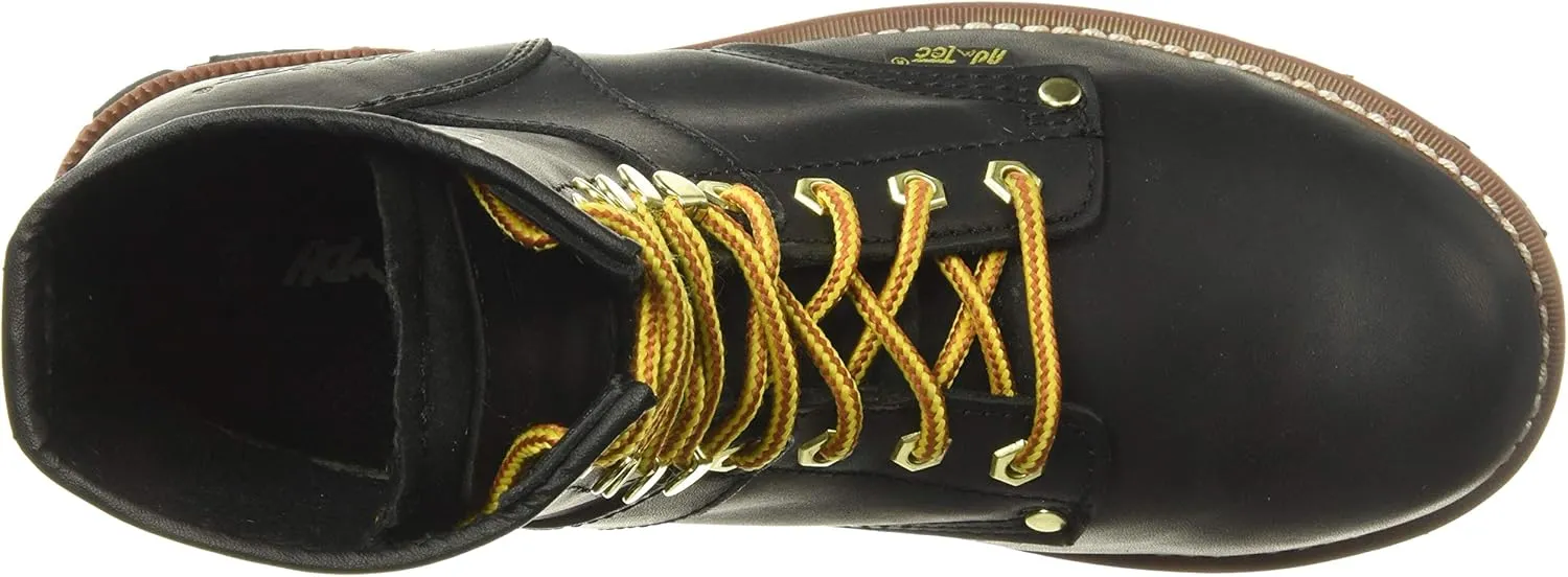 Ad Tec 9in Logger Crazy Horse Leather Work Boots for Men - Plain Soft Toe & Shock Absorbing Non Slip Rubber Lug Sole