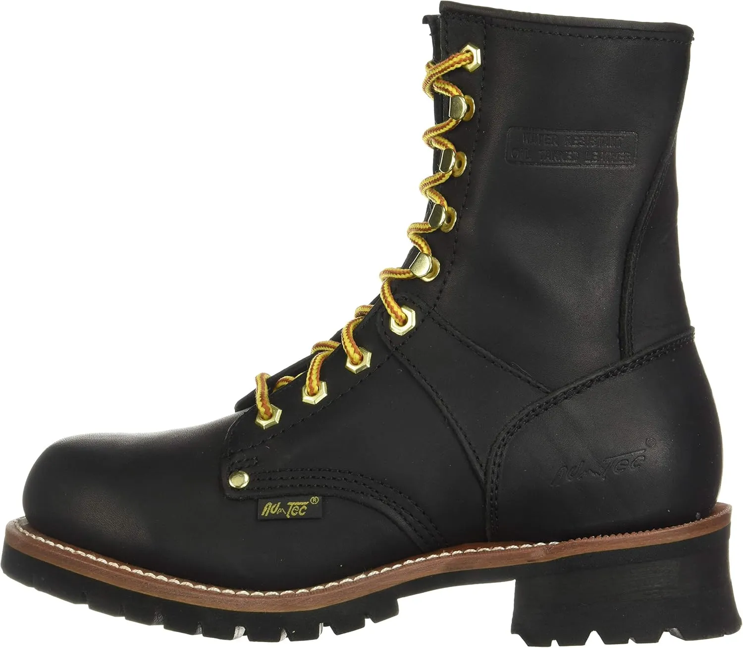 Ad Tec 9in Logger Crazy Horse Leather Work Boots for Men - Plain Soft Toe & Shock Absorbing Non Slip Rubber Lug Sole
