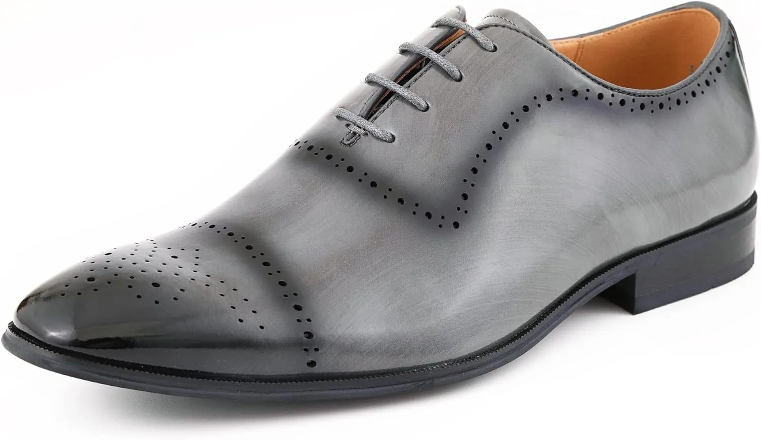 Amali Oxford Dress Shoes for Men with Textured Cap Toe, Men's Oxford Shoes Made from Premium PU Leather, Versatile Formal Footwear for All Occasions