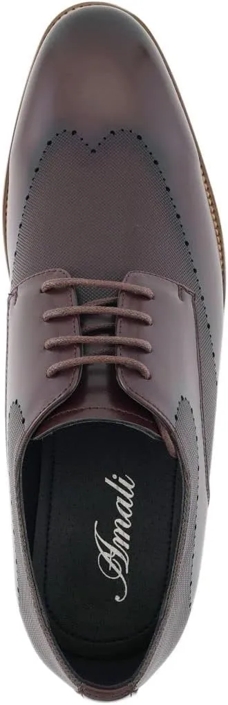 Amali Oxford Dress Shoes for Men with Textured Cap Toe, Men's Oxford Shoes Made from Premium PU Leather, Versatile Formal Footwear for All Occasions
