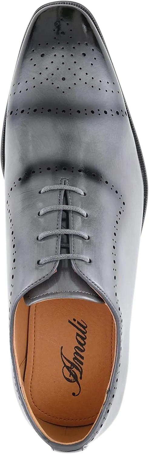 Amali Oxford Dress Shoes for Men with Textured Cap Toe, Men's Oxford Shoes Made from Premium PU Leather, Versatile Formal Footwear for All Occasions