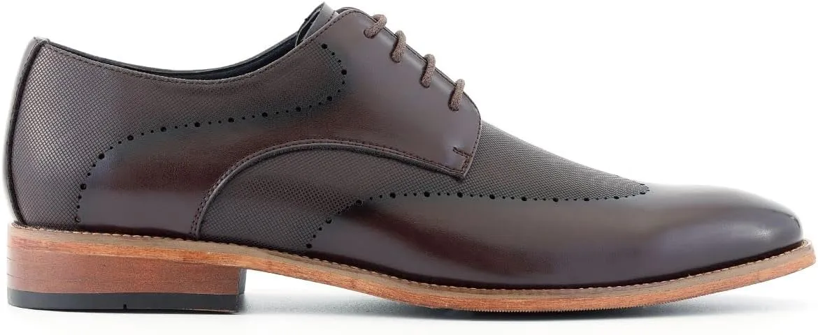 Amali Oxford Dress Shoes for Men with Textured Cap Toe, Men's Oxford Shoes Made from Premium PU Leather, Versatile Formal Footwear for All Occasions