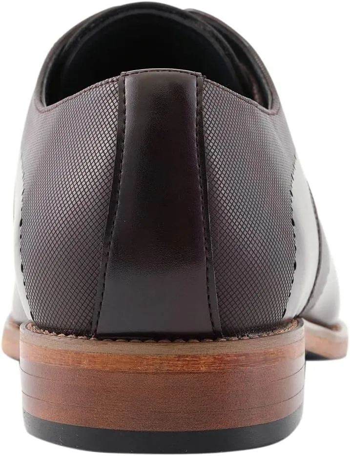Amali Oxford Dress Shoes for Men with Textured Cap Toe, Men's Oxford Shoes Made from Premium PU Leather, Versatile Formal Footwear for All Occasions