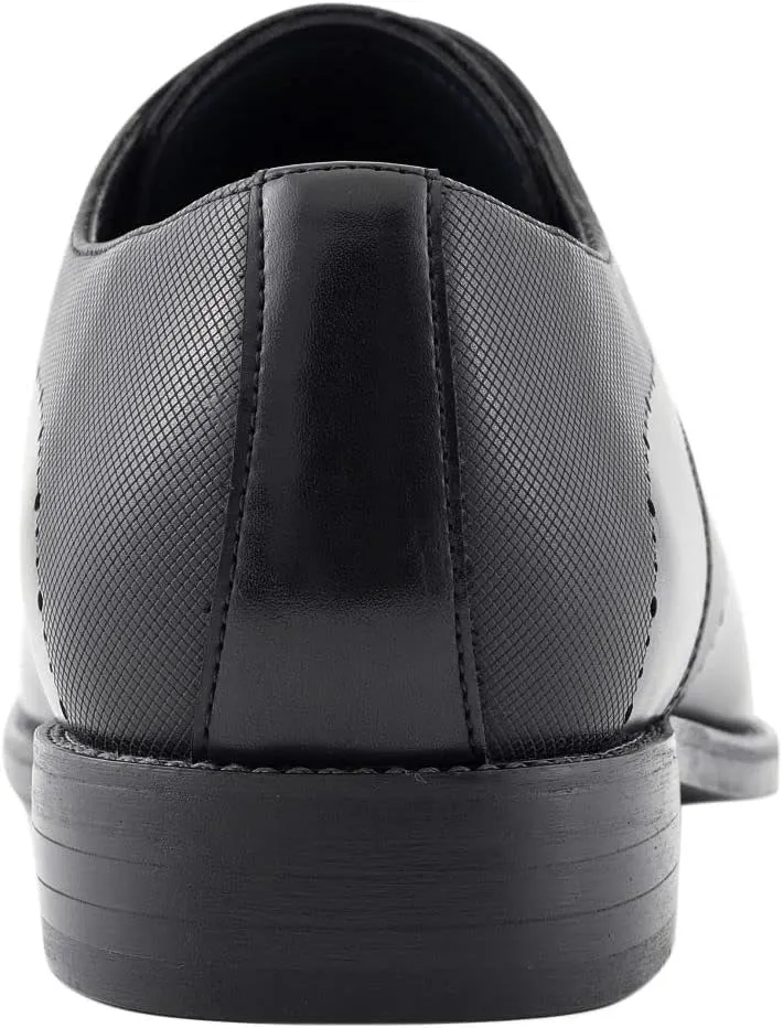 Amali Oxford Dress Shoes for Men with Textured Cap Toe, Men's Oxford Shoes Made from Premium PU Leather, Versatile Formal Footwear for All Occasions