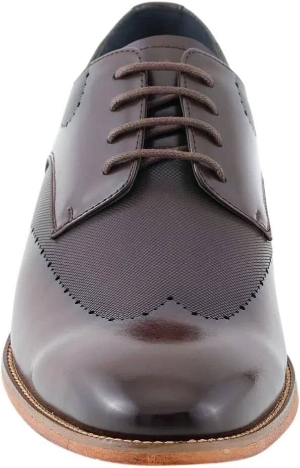 Amali Oxford Dress Shoes for Men with Textured Cap Toe, Men's Oxford Shoes Made from Premium PU Leather, Versatile Formal Footwear for All Occasions