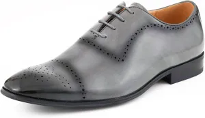 Amali Oxford Dress Shoes for Men with Textured Cap Toe, Men's Oxford Shoes Made from Premium PU Leather, Versatile Formal Footwear for All Occasions