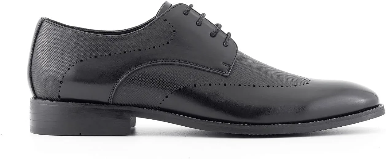 Amali Oxford Dress Shoes for Men with Textured Cap Toe, Men's Oxford Shoes Made from Premium PU Leather, Versatile Formal Footwear for All Occasions