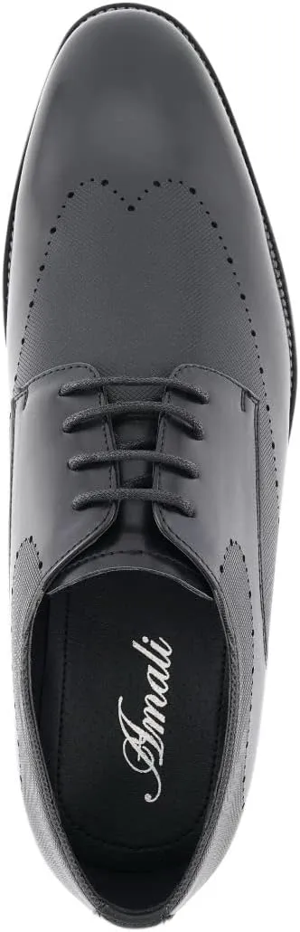 Amali Oxford Dress Shoes for Men with Textured Cap Toe, Men's Oxford Shoes Made from Premium PU Leather, Versatile Formal Footwear for All Occasions