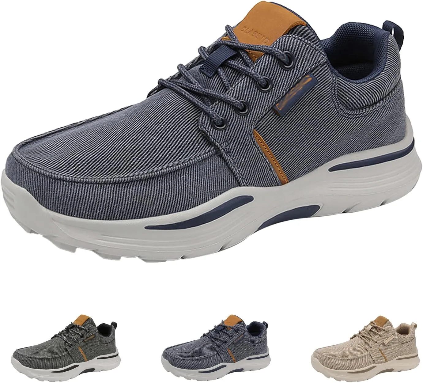 AngryMonkey Men's Lightweight Casual Canvas Shoes,Trendy Comfort Breathable Orthotic Cushion Non-Slip Outdoor Hiking Sneakers