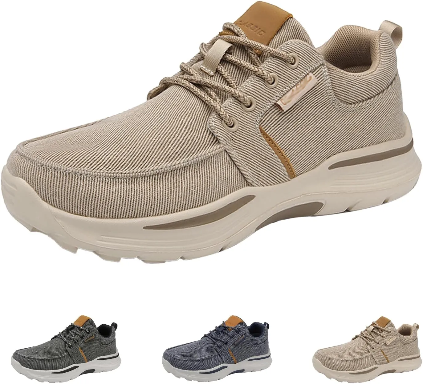 AngryMonkey Men's Lightweight Casual Canvas Shoes,Trendy Comfort Breathable Orthotic Cushion Non-Slip Outdoor Hiking Sneakers