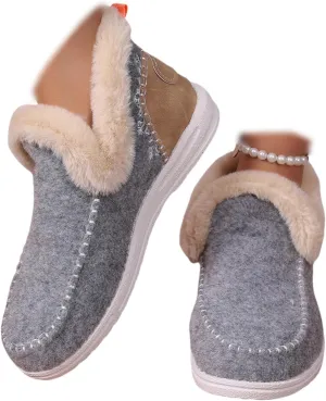 Ankle Boots For Women Comfy Winter Snow Boots Classic Fur Lined Slip On Fashion Casual Warm Comfortable Loafers Shoes