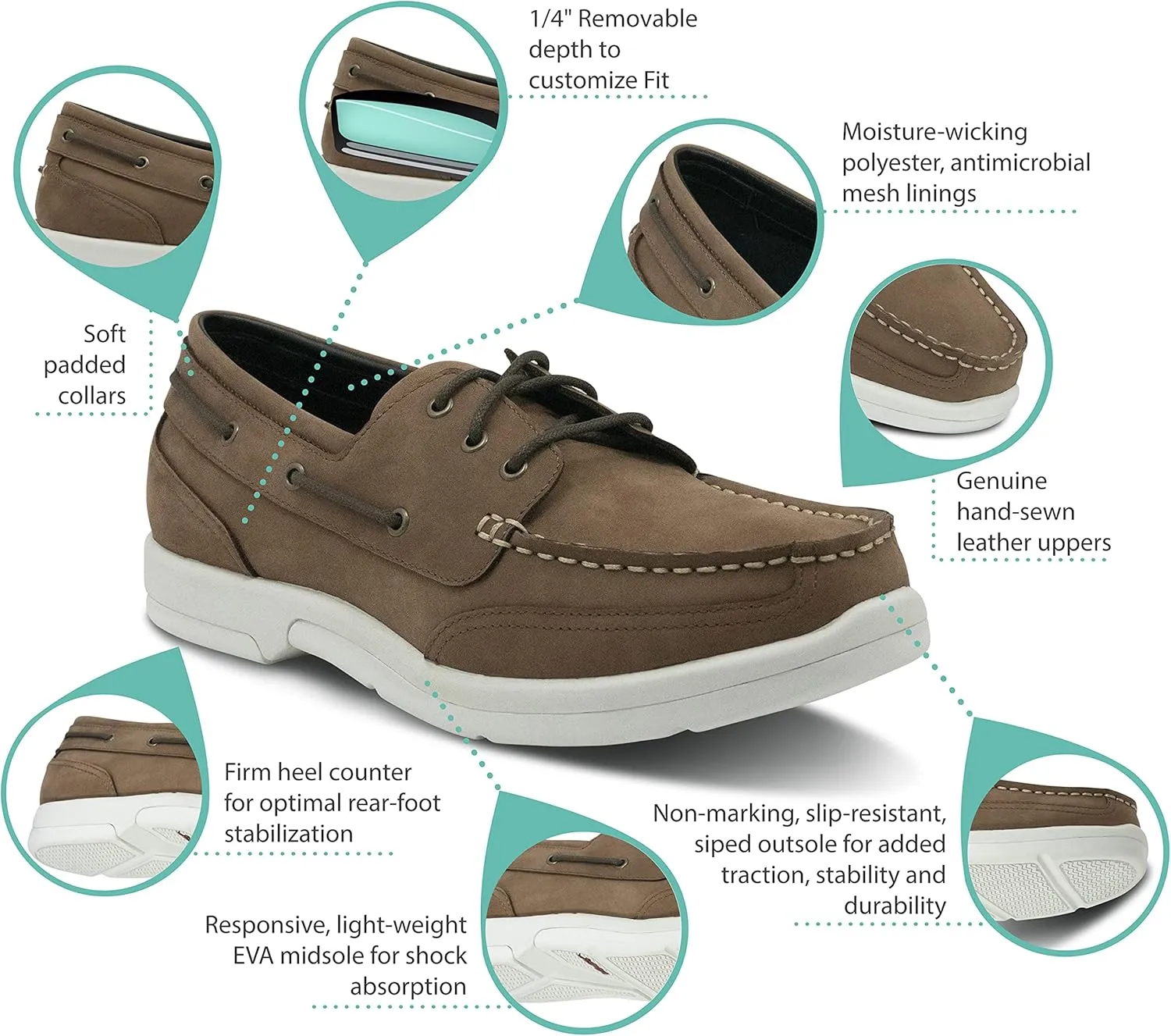Apex Men's Orthopedic Boat Shoe - Dark Brown