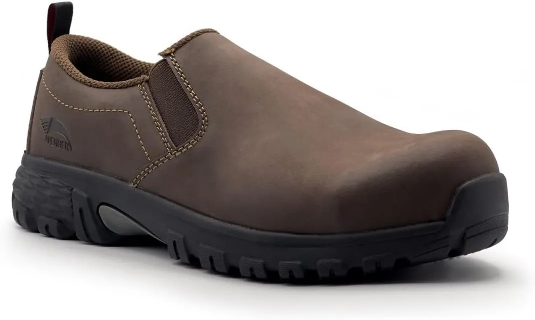 AVENGER FSI Footwear Specialties International Nautilus Women's Flight Slip-On Composite Toe ESD Work Shoe Brown - A7045 Brown Brown 7-W