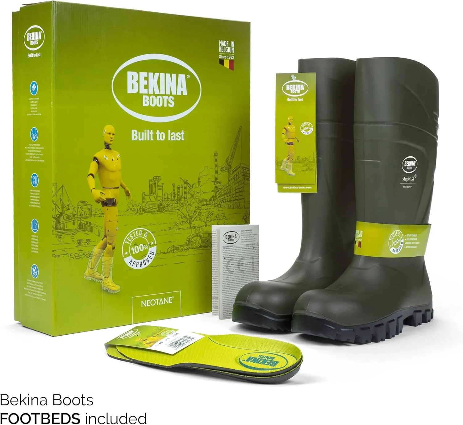 Bekina StepliteX Solidgrip O4 Waterproof Wellington Boots for Men and Women - Lightweight Non Slip Insulated Work Boots with SRC Certified Traction Outsoles