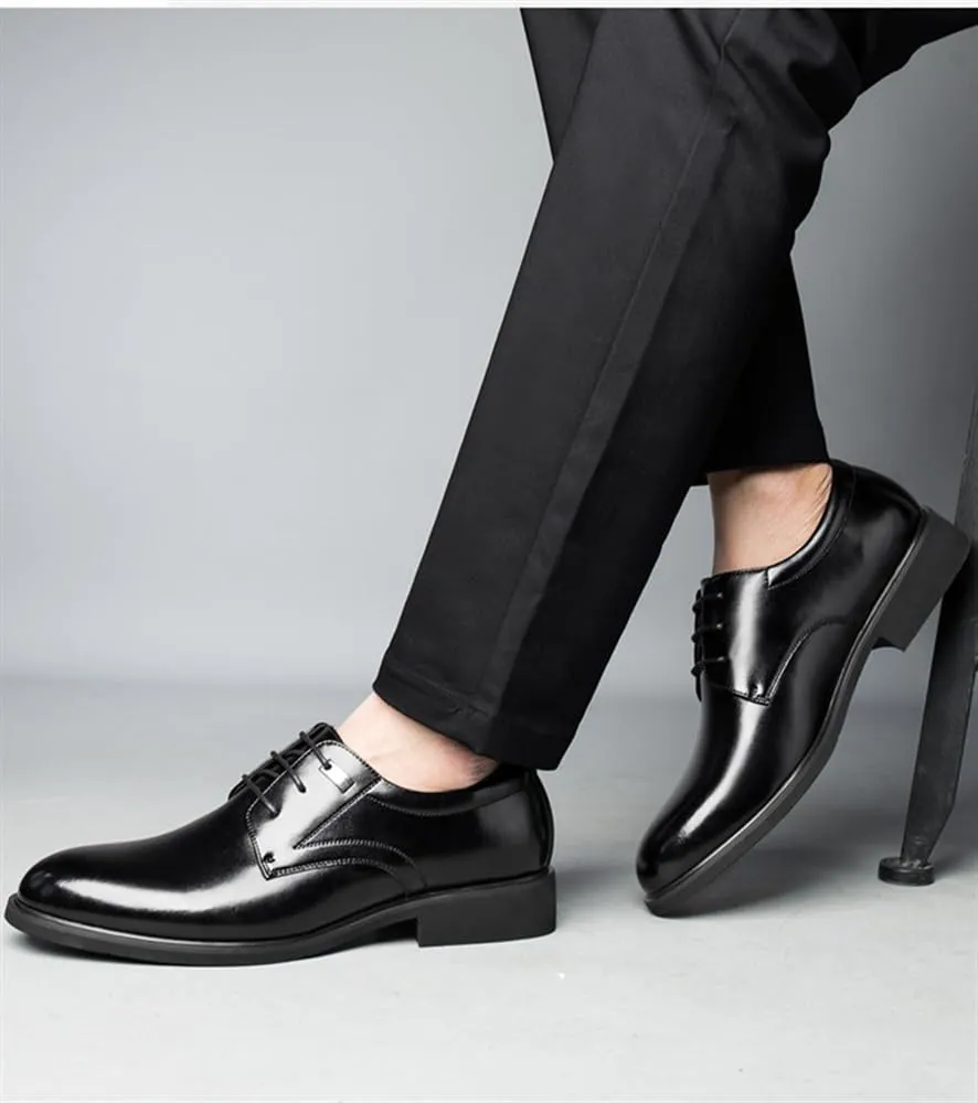 Black Leather Dress Shoes Men Business Shoes Formal Genuine Leather Shoes Oxford Shoes for Men Men Casual Shoes Men Dress Office Shoes Breathable Footwear