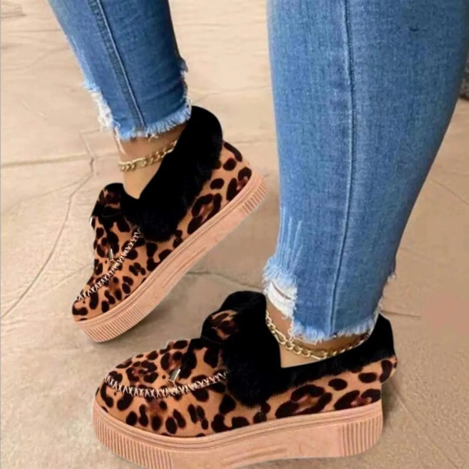 Booties For Women 2024 Winter Snow Boots Slip on Warm Comfortable Outdoor Fur Lined Ankle Booties Loafers Shoes