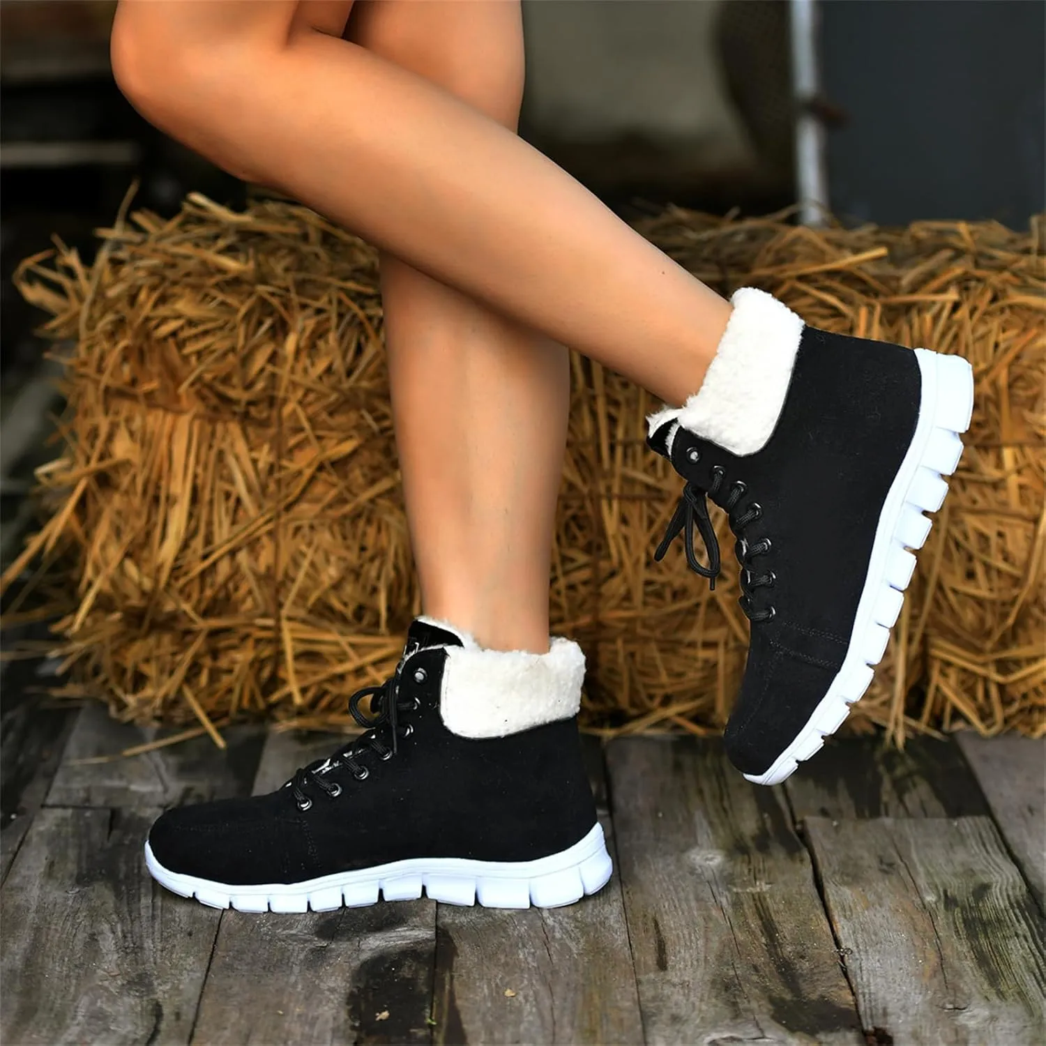 Boots For Women 2024 Ankle Booties Snow Boots Winter Warm Slip On Outdoor Fur Lined Comfortable Fashion Loafers Shoes