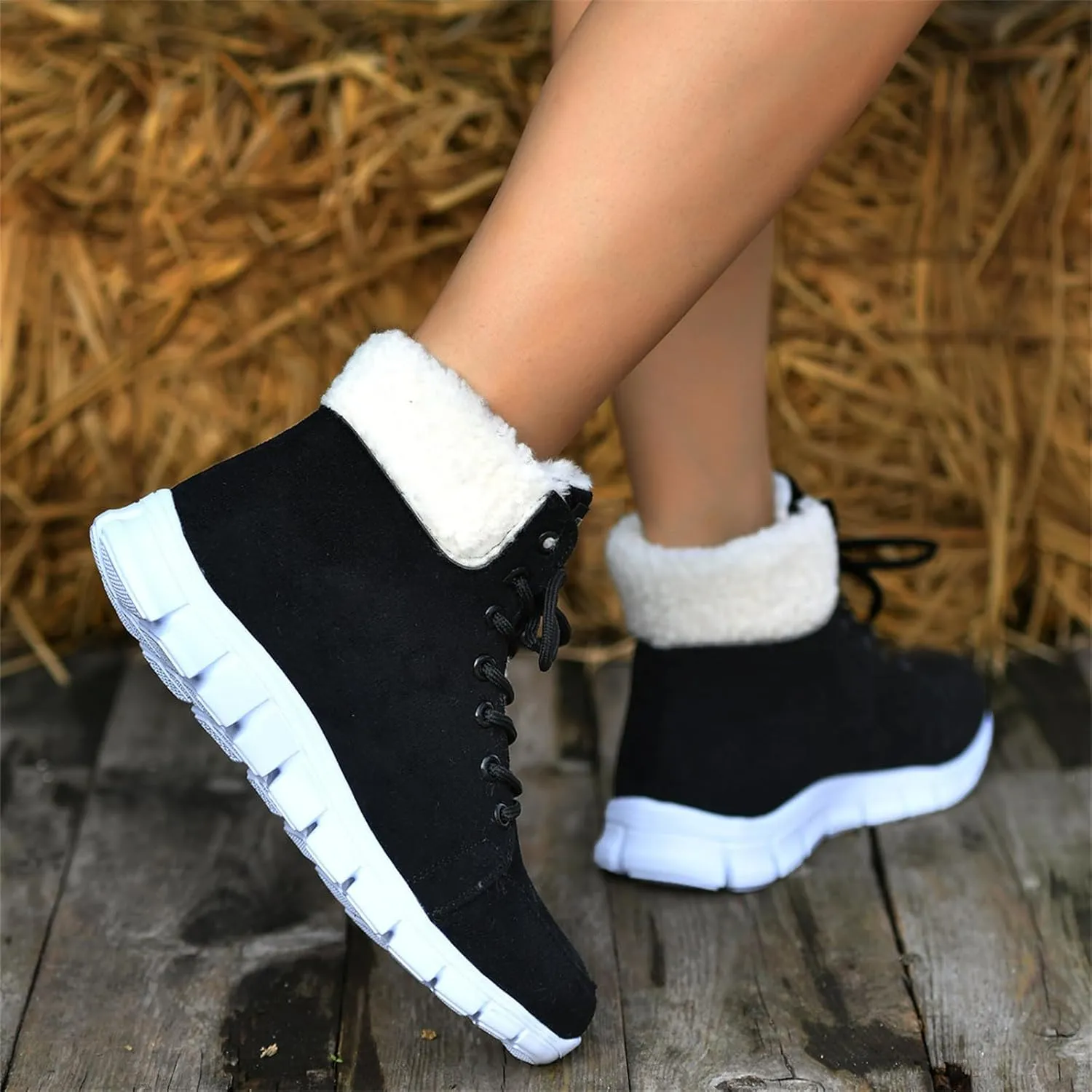 Boots For Women 2024 Ankle Booties Snow Boots Winter Warm Slip On Outdoor Fur Lined Comfortable Fashion Loafers Shoes