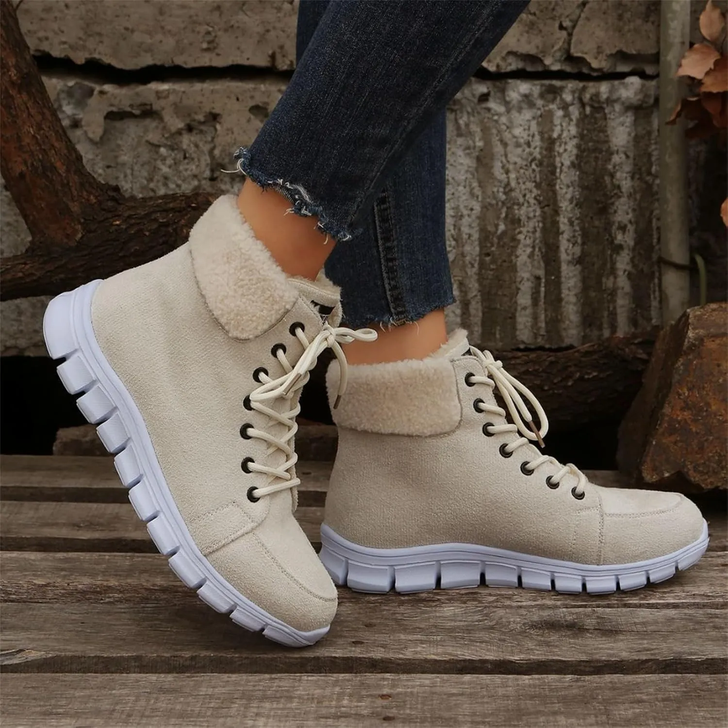 Boots For Women 2024 Ankle Booties Warm Fur Lined Winter Snow Outdoor Short Booties Fashion Slip On Loafers Shoes