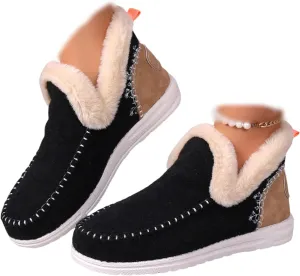 Boots For Women Ankle Booties Dressy Warm Snow Winter Boots Flat Silp On Comfortable Casual Fashion Loafers Shoes