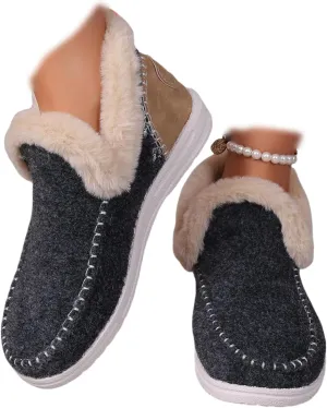 Boots For Women Ankle Booties Dressy Warm Snow Winter Boots Flat Silp On Comfortable Casual Fashion Loafers Shoes