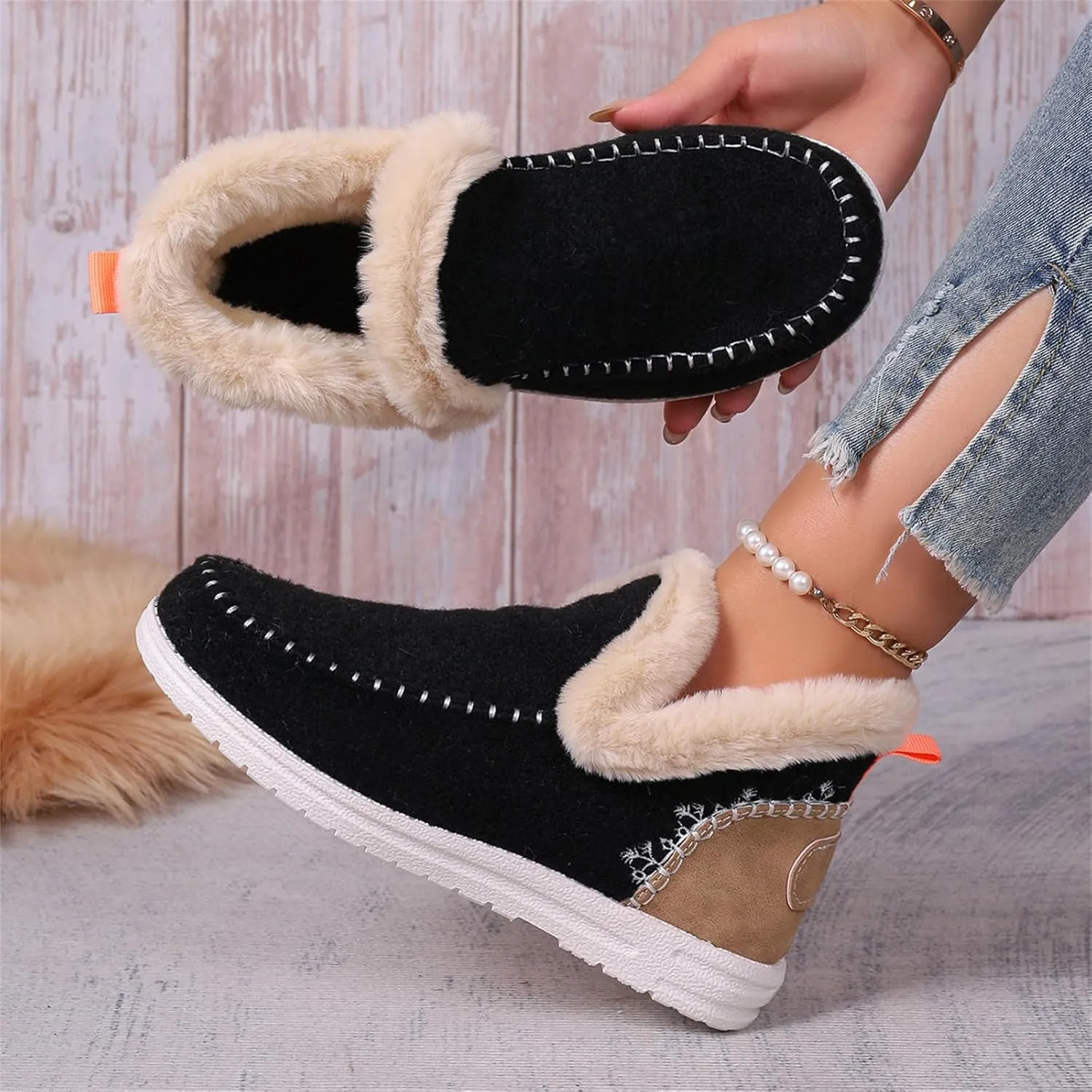 Boots For Women Ankle Booties Dressy Warm Snow Winter Boots Flat Silp On Comfortable Casual Fashion Loafers Shoes