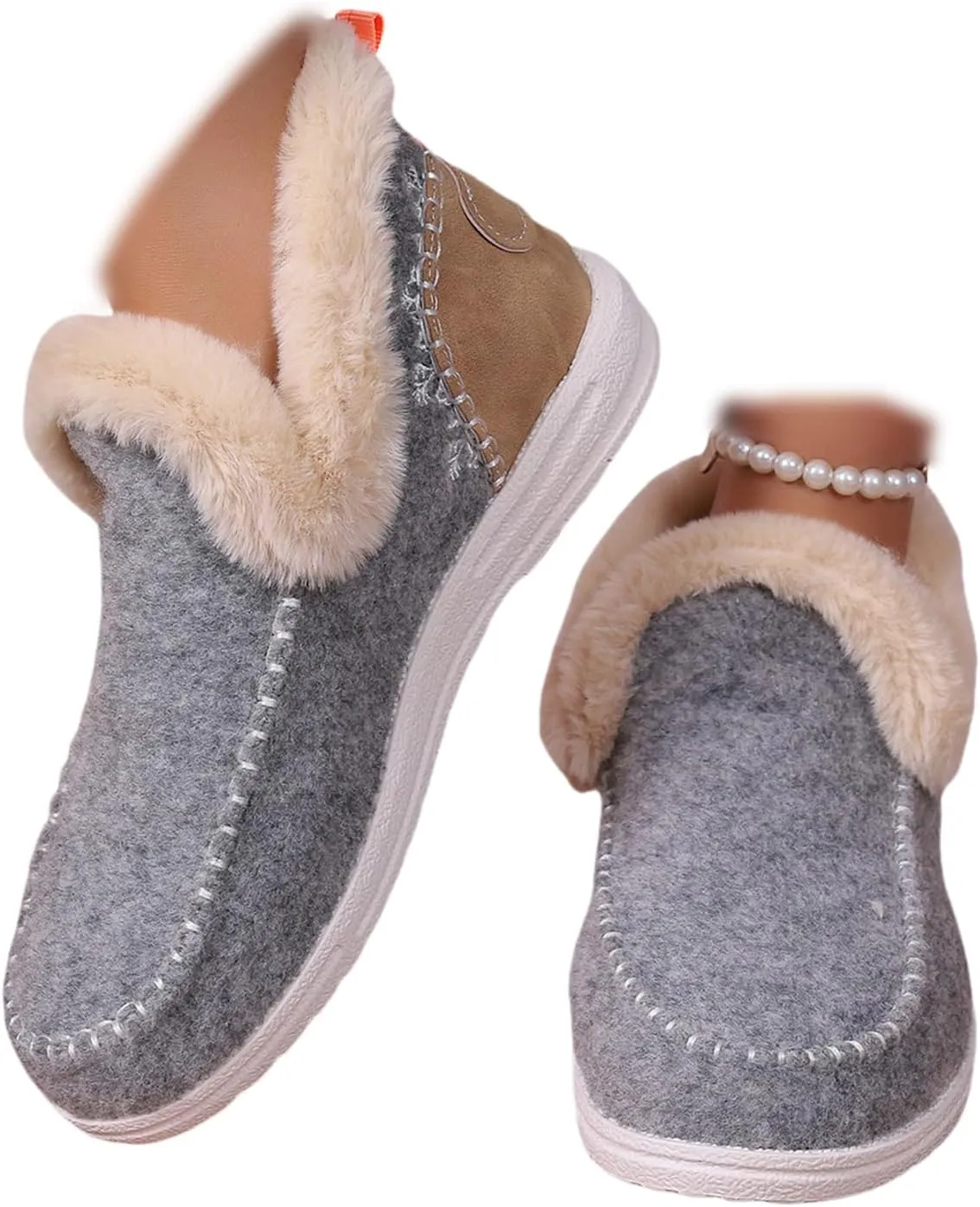 Boots For Women Ankle Booties With Fur Lined Warm Winter Snow Boots Casual Fashion Trendy Comfortable Loafers Shoes