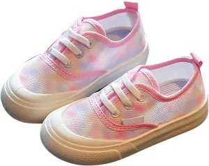 Boys Girls Camouflage Hollow Mesh Breathable Canvas Shoes Colorful Tie Dye Lightweight Casual Sports Girls Toddler Shoes