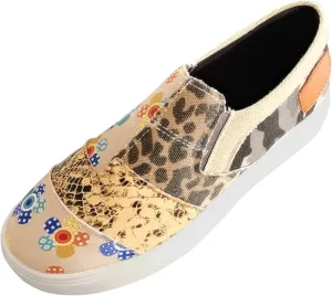 Canvas Shoes for Women Novelty Sneakers Colorful Walking Shoes for Women Slip On Canvas Sneakers Outdoor Footwear Breathable Comfortable Casual Shoe Ladies Flats Dress Shoe