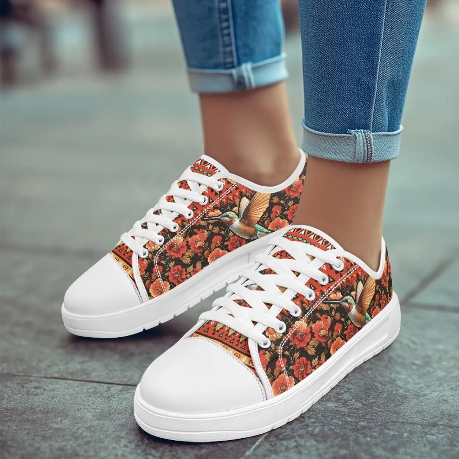 Canvas Slip on Shoes for Women Trendy Low Top Barefoot Sneakers Lace Up Design Walking Flats
