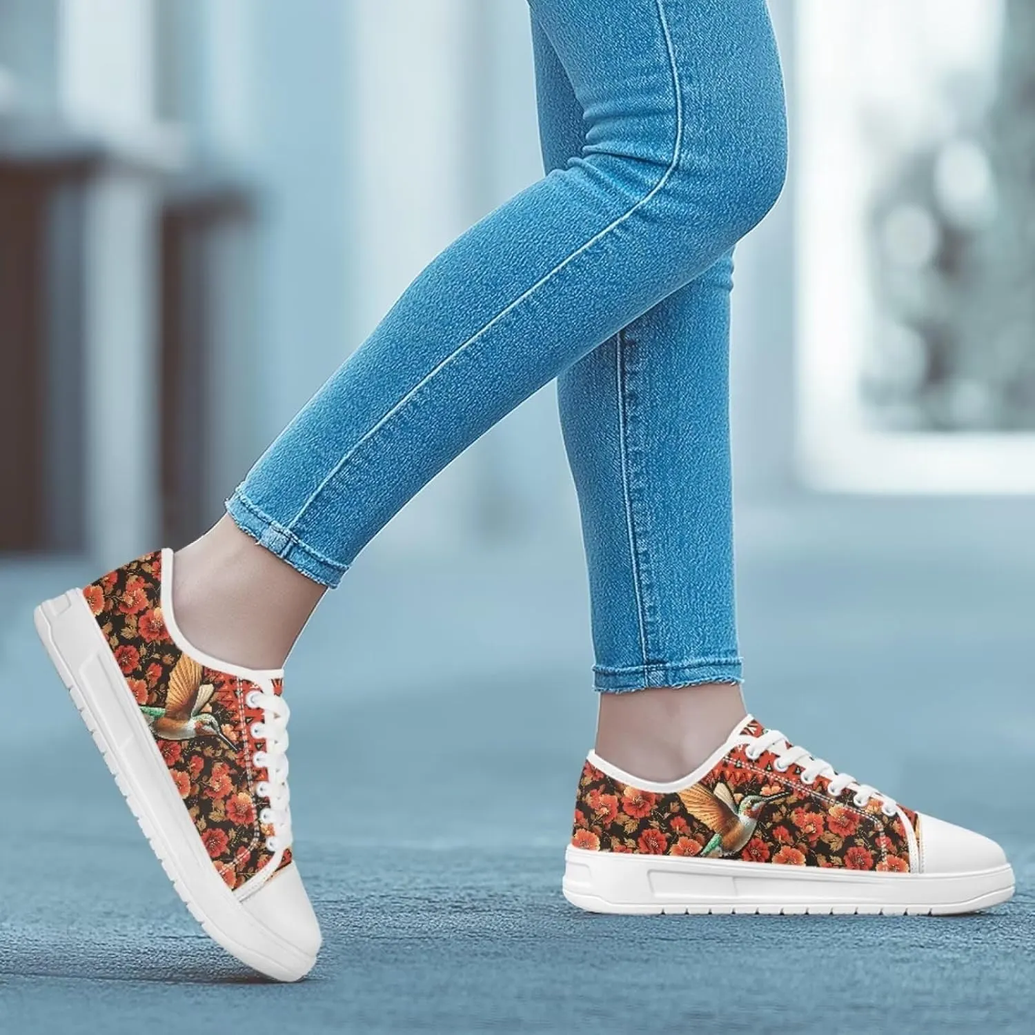 Canvas Slip on Shoes for Women Trendy Low Top Barefoot Sneakers Lace Up Design Walking Flats
