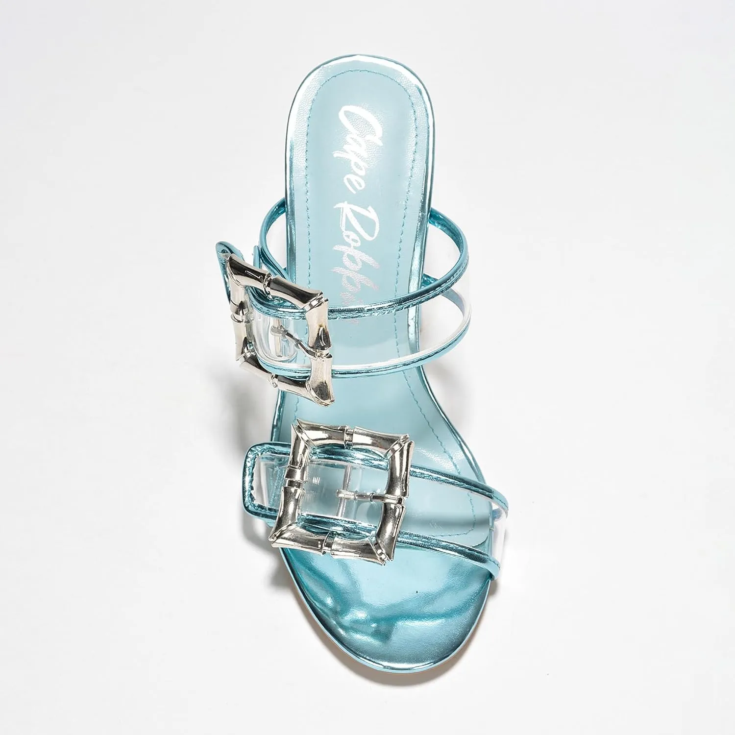 Cape Robbin Prunella Buckle Open Toe High Block Heels (Prunella)