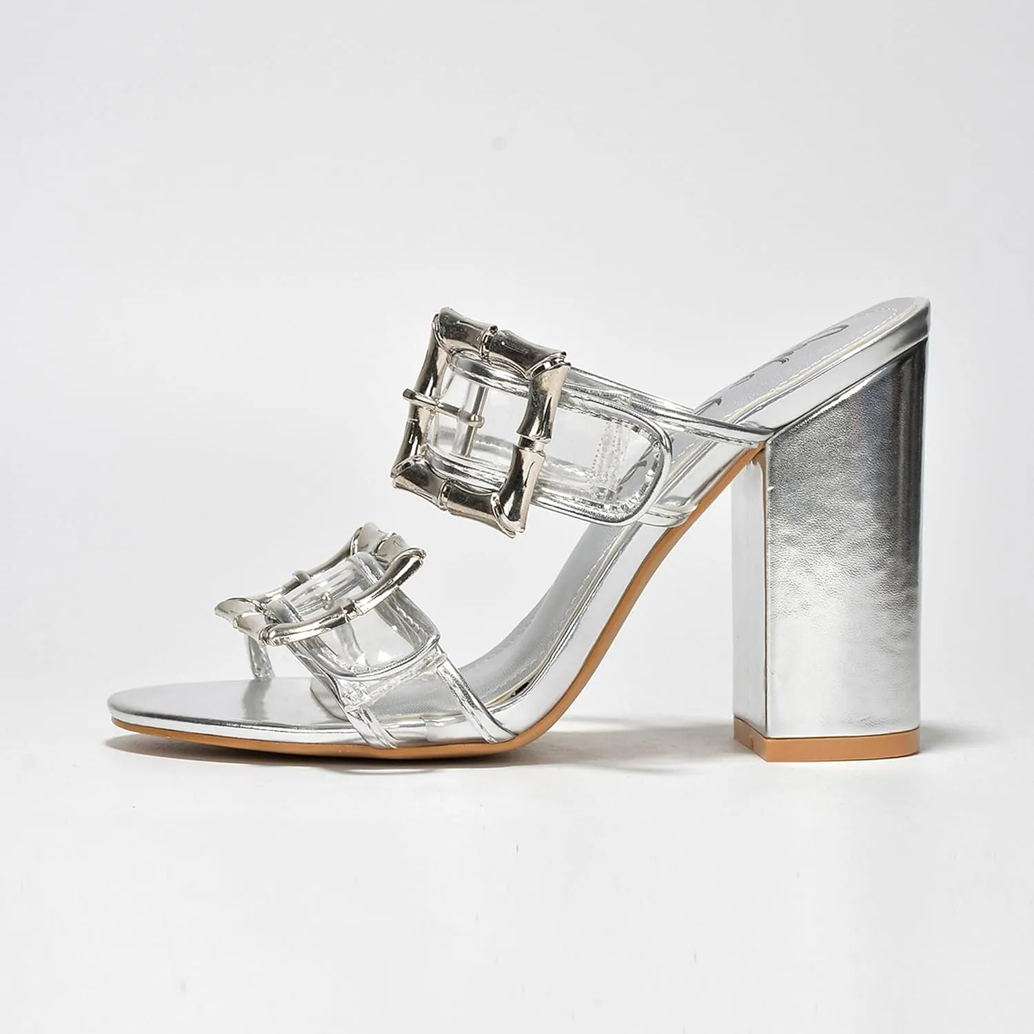 Cape Robbin Prunella Buckle Open Toe High Block Heels (Prunella)