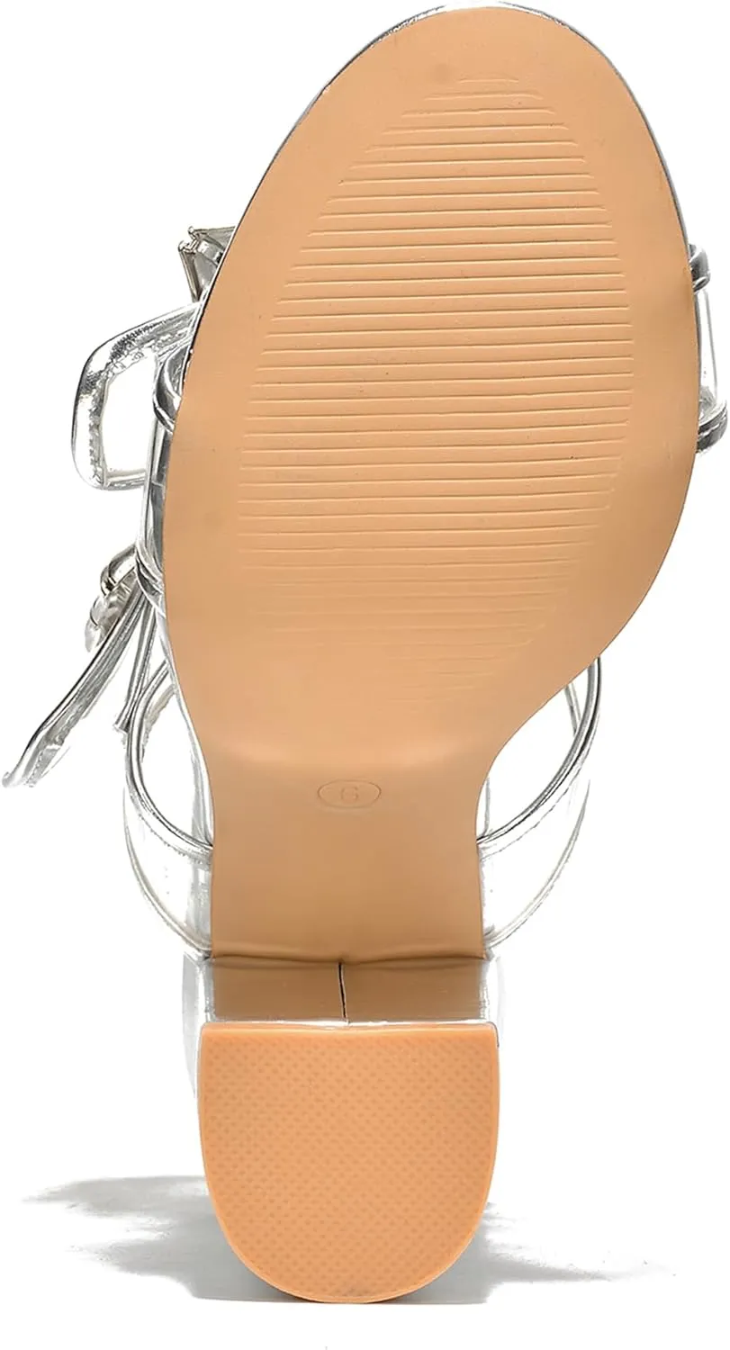 Cape Robbin Prunella Buckle Open Toe High Block Heels (Prunella)