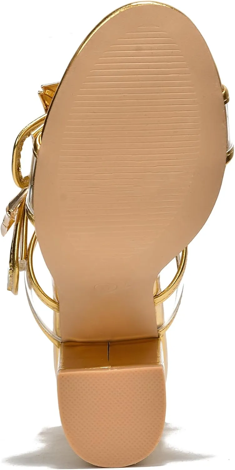 Cape Robbin Prunella Buckle Open Toe High Block Heels (Prunella)