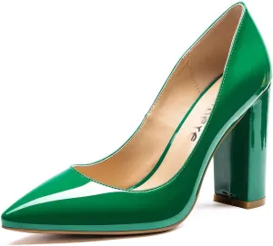 Castamere Womens High Block Heels Pointed Toe Slip-on Pumps 10CM