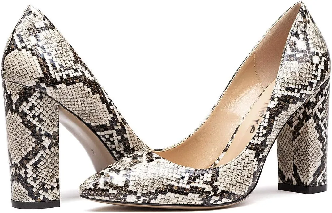 Castamere Womens High Block Heels Pointed Toe Slip-on Pumps 10CM