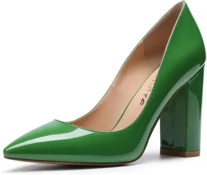 Castamere Womens High Block Heels Pointed Toe Slip-on Pumps 10CM