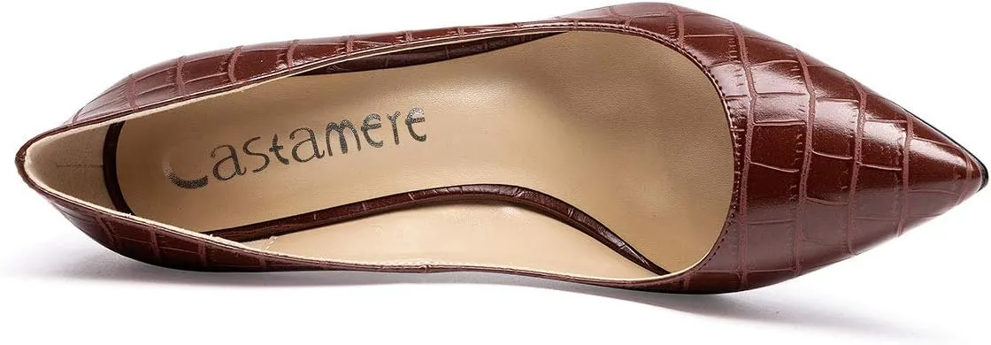 Castamere Womens High Block Heels Pointed Toe Slip-on Pumps 10CM