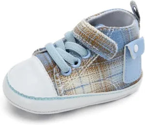 Checkered Canvas Shoes for Baby Boys and Girls,Lightweight and Breathable，0-18Months Infant Firstwalk Sneakers