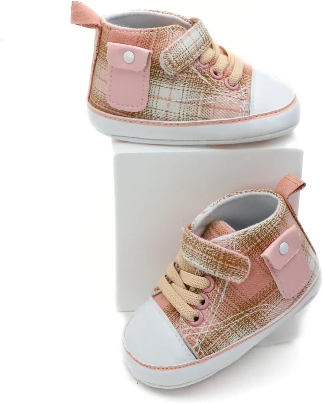 Checkered Canvas Shoes for Baby Boys and Girls,Lightweight and Breathable，0-18Months Infant Firstwalk Sneakers