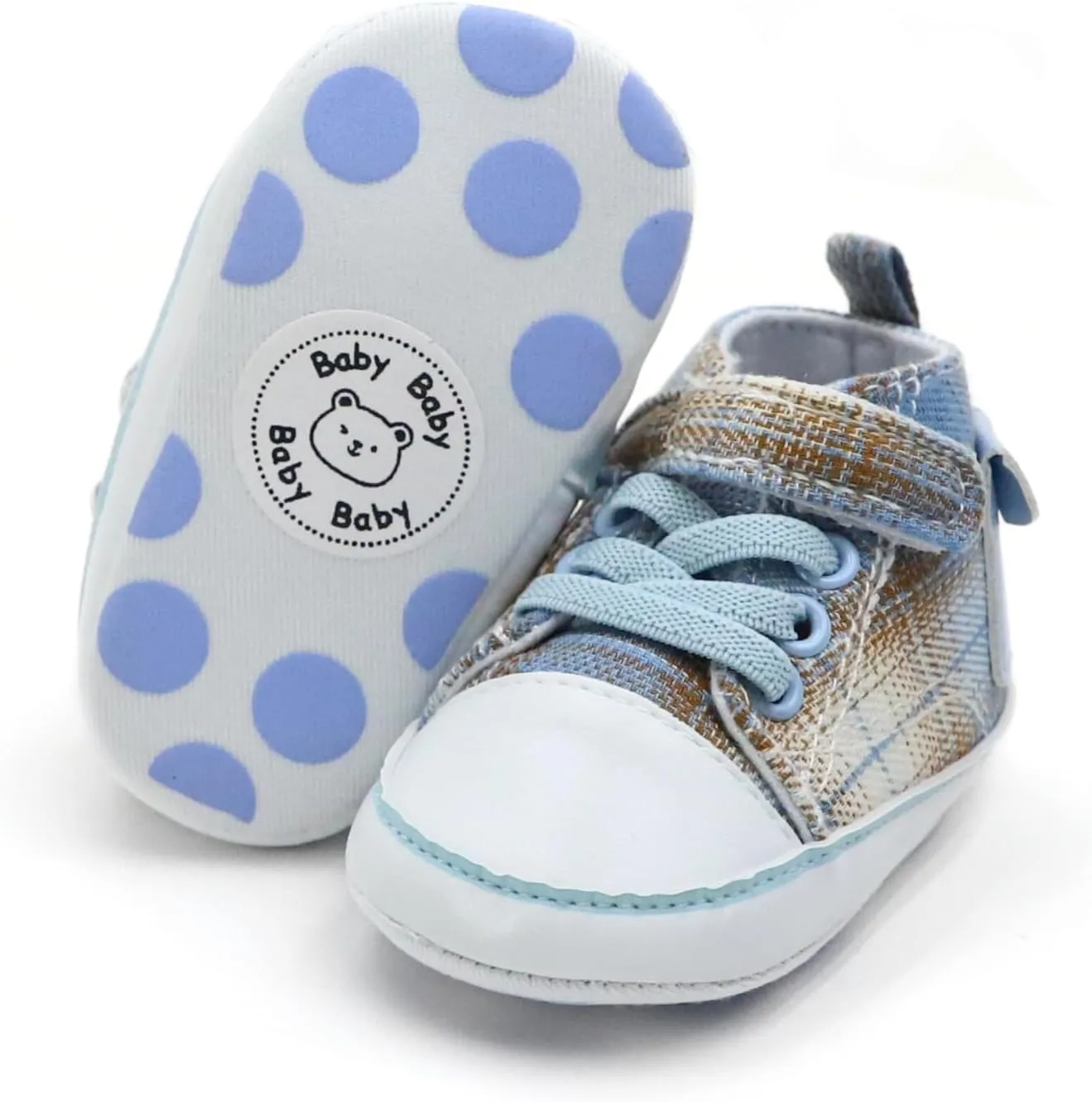 Checkered Canvas Shoes for Baby Boys and Girls,Lightweight and Breathable，0-18Months Infant Firstwalk Sneakers