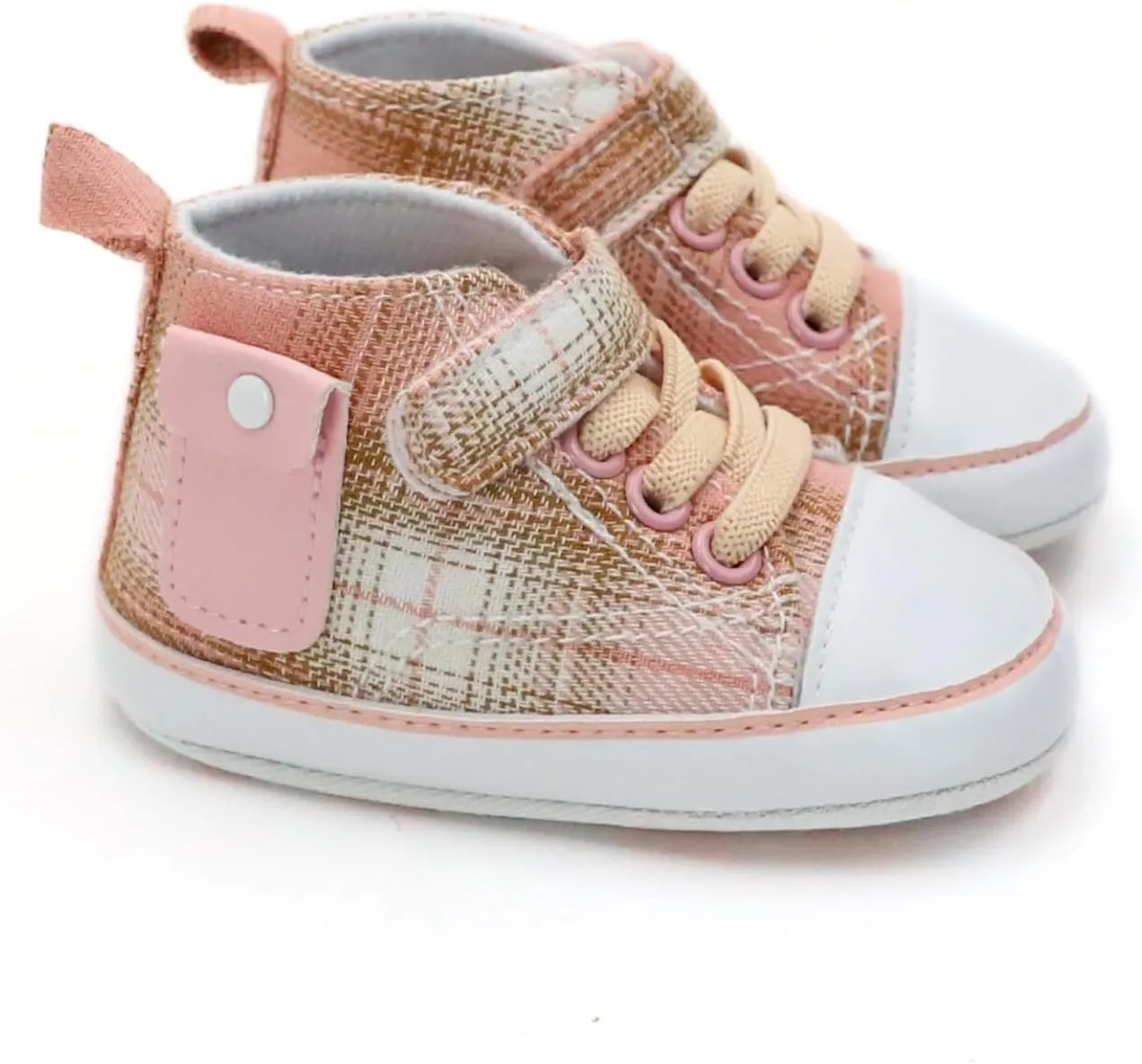 Checkered Canvas Shoes for Baby Boys and Girls,Lightweight and Breathable，0-18Months Infant Firstwalk Sneakers