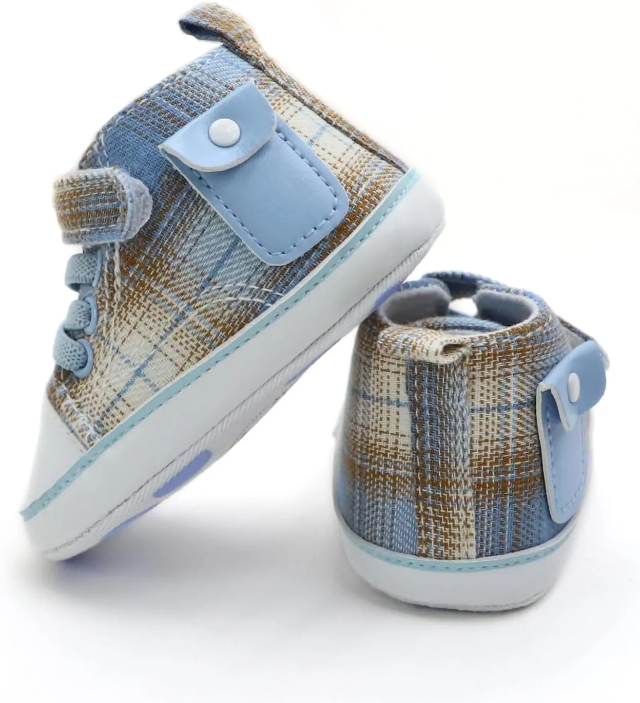 Checkered Canvas Shoes for Baby Boys and Girls,Lightweight and Breathable，0-18Months Infant Firstwalk Sneakers
