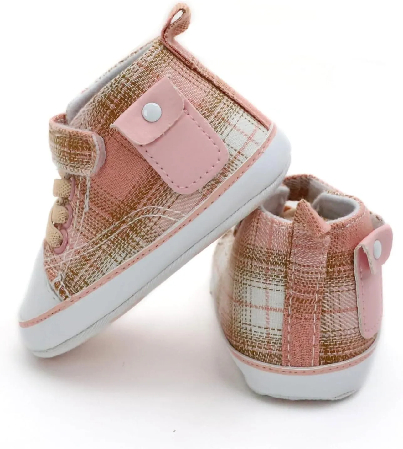 Checkered Canvas Shoes for Baby Boys and Girls,Lightweight and Breathable，0-18Months Infant Firstwalk Sneakers