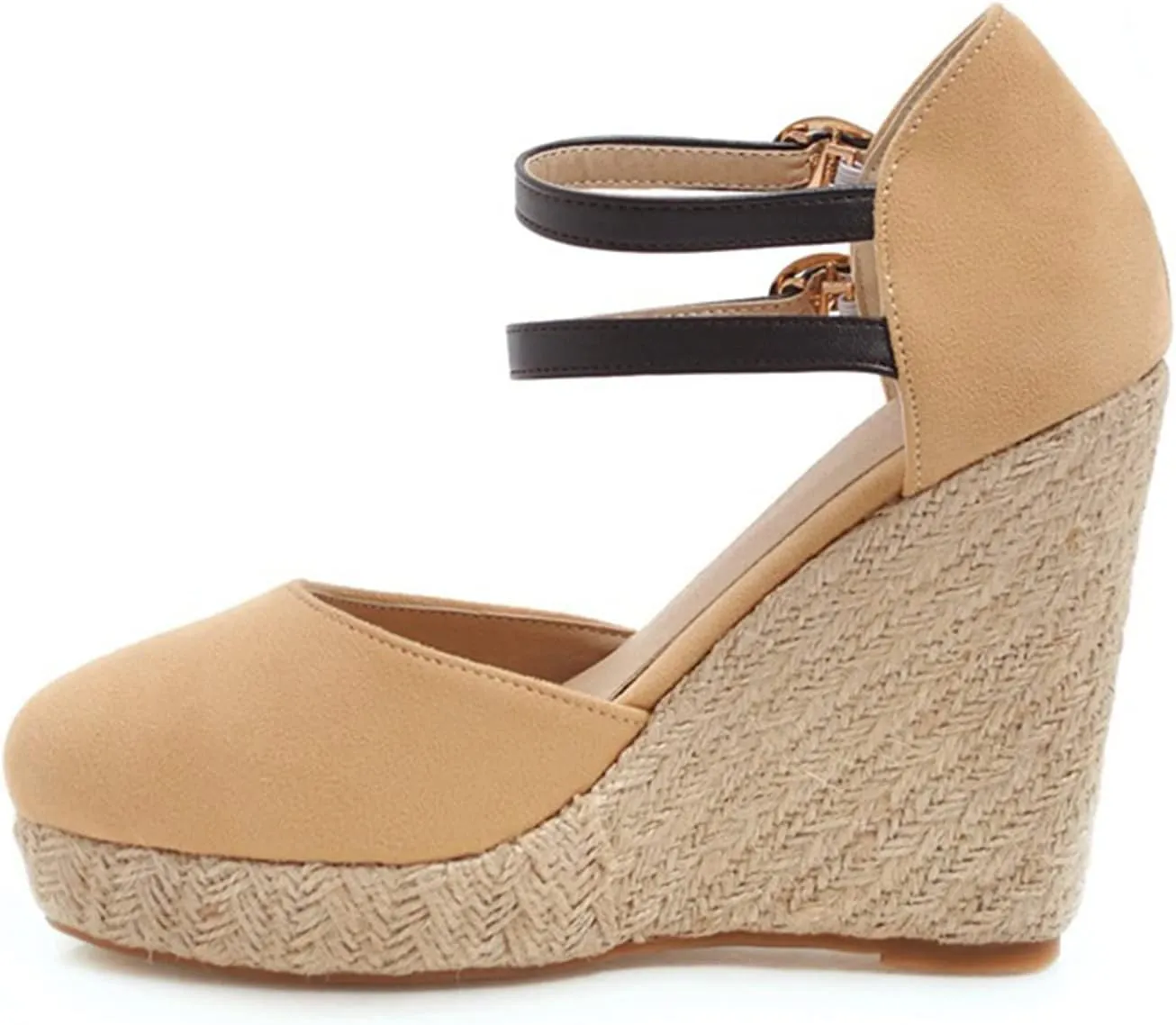 Chunky Sandals For Women Comfortable Non Slip Wedge Sandals Orthopedic Casual Platform Sandal with Double Adjustable Ankle Strap Metal Buckle Ladies Elegant Shoes